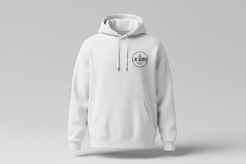 White LA Row hoodie with logo on left chest