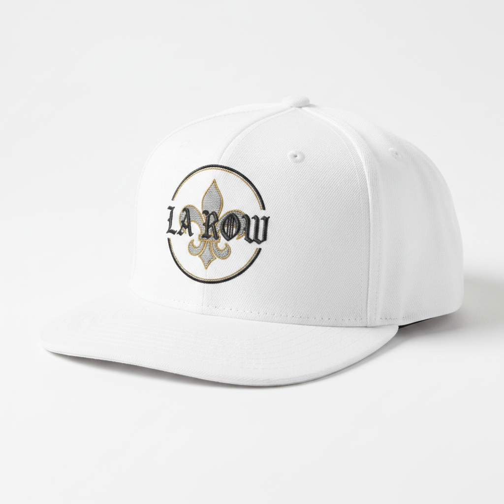 LA Row White Snapback Hat - 3/4 Angle